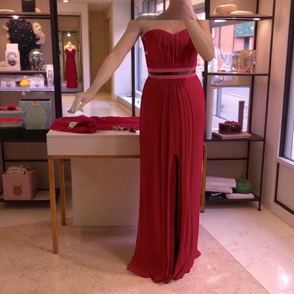 Carolina Herrera Red Silk Strapless Gown Women’s 8 Formal Dress Designer Luxury - Picture 1 of 12